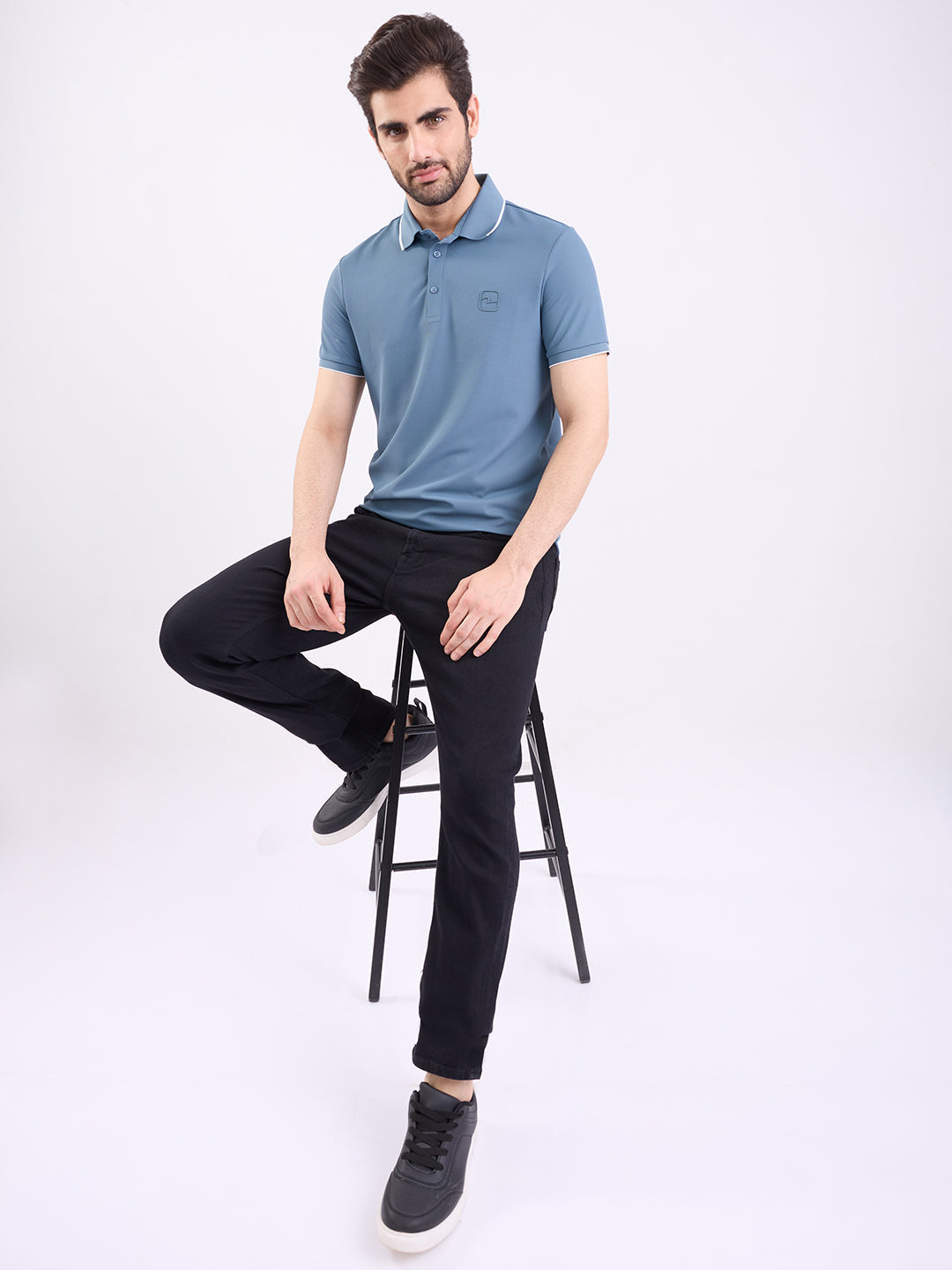 Men Jeans Comfort Fit Black Mid Rise