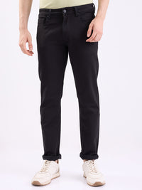 Men Jeans Comfort Fit Black Mid Rise