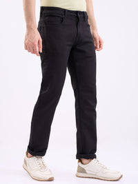 Men Jeans Comfort Fit Black Mid Rise