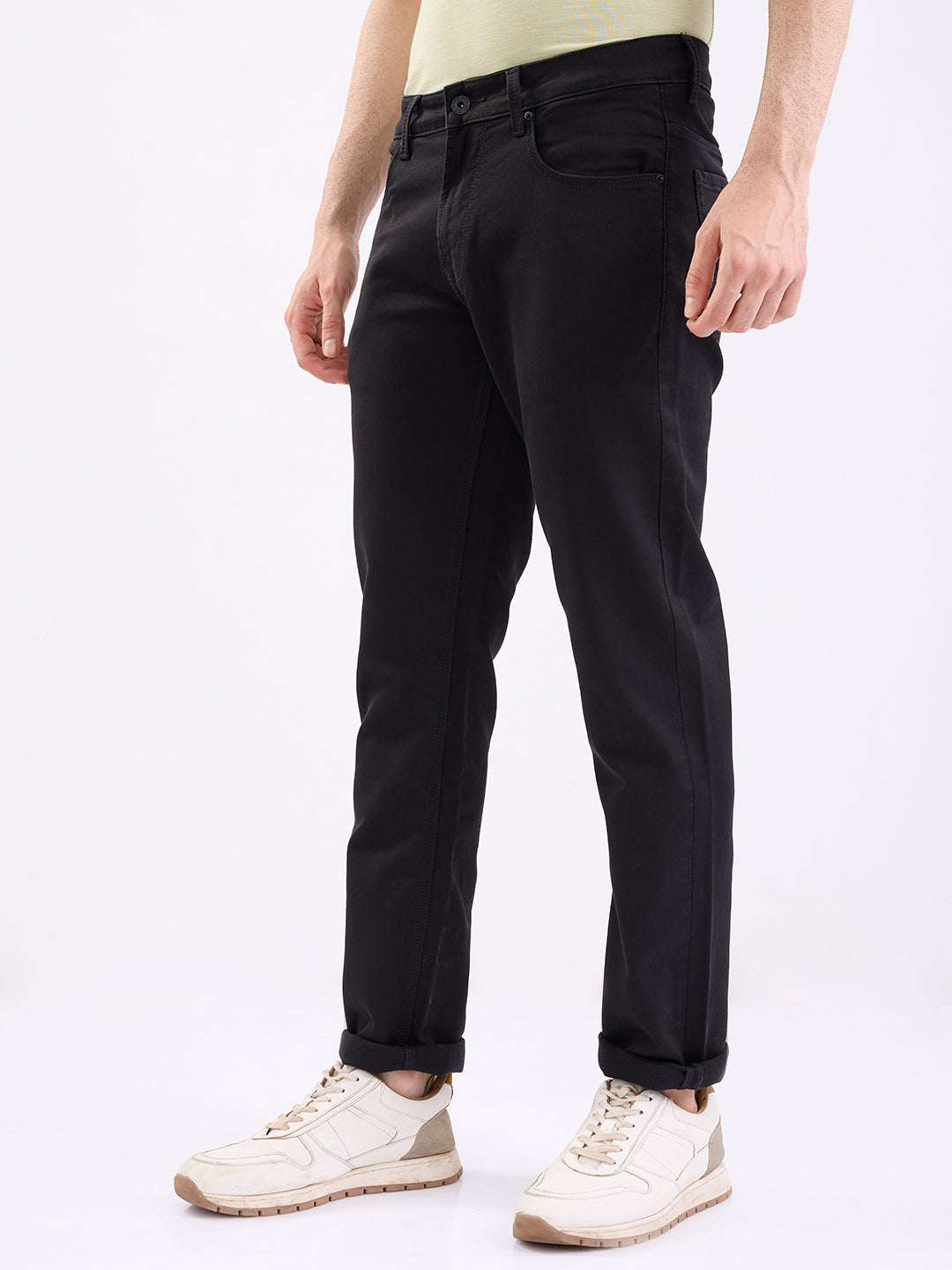 Spykar Black Mid Rise Comfort Fit Casual Jeans For Men