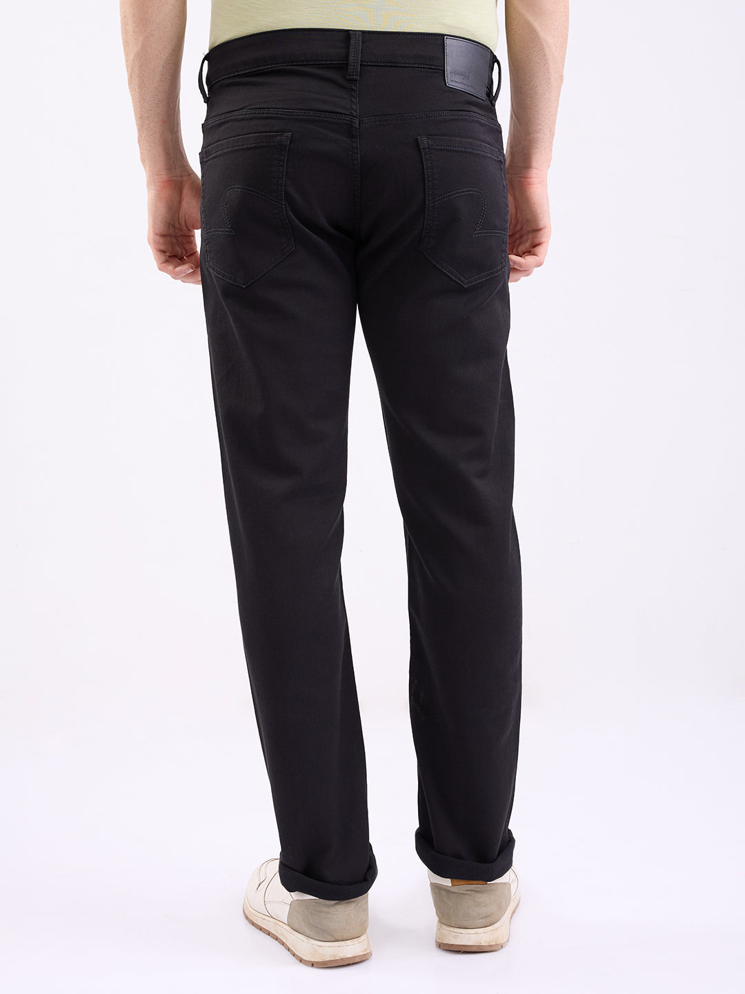 Spykar Black Mid Rise Comfort Fit Casual Jeans For Men