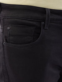 Men Jeans Comfort Fit Black Mid Rise