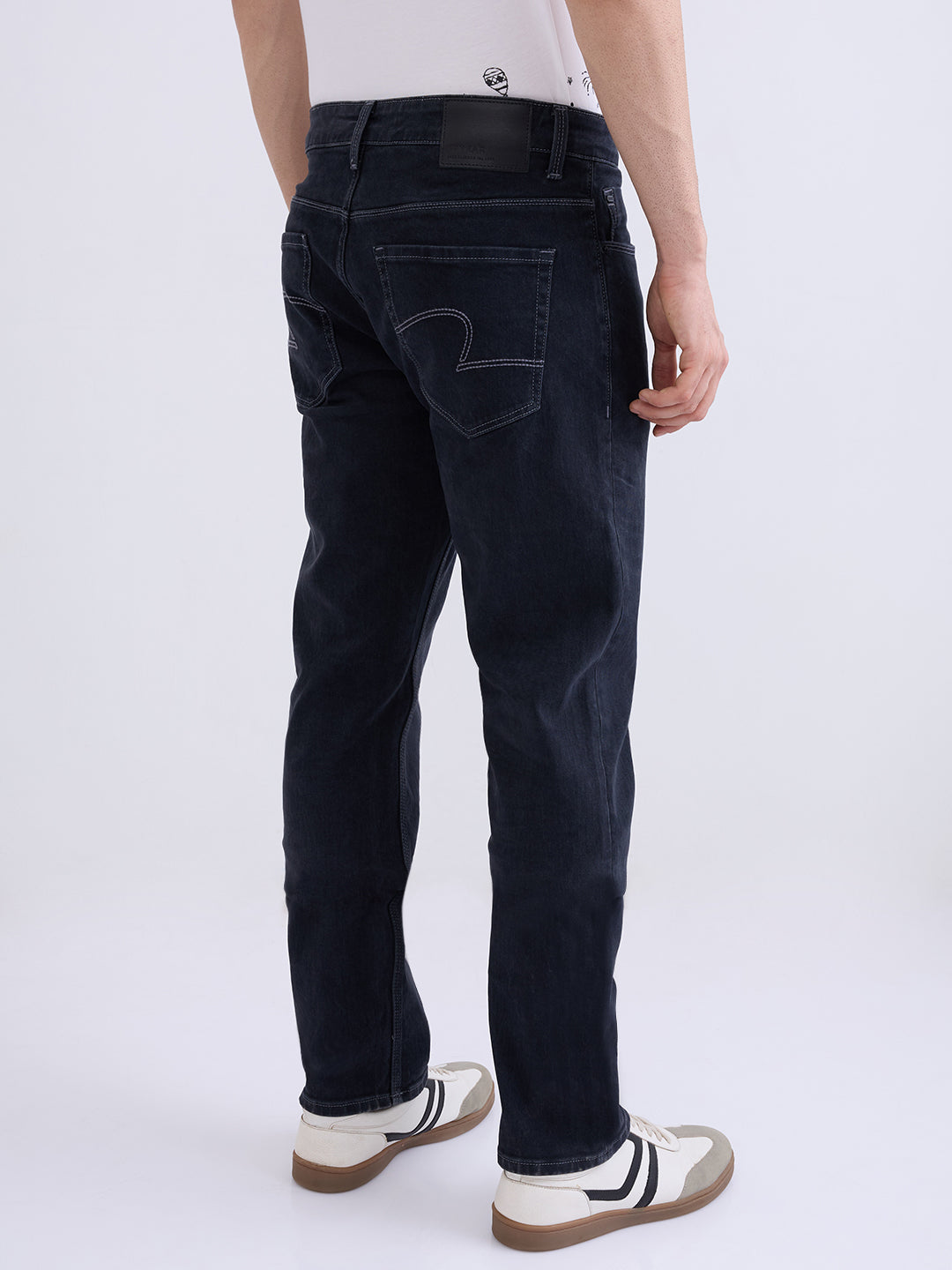 Men Jeans Comfort Fit Black Mid Rise