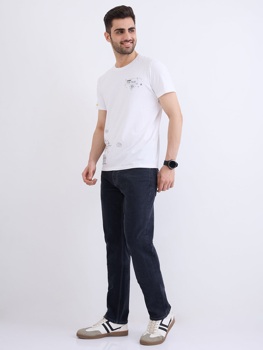 Men Jeans Comfort Fit Black Mid Rise