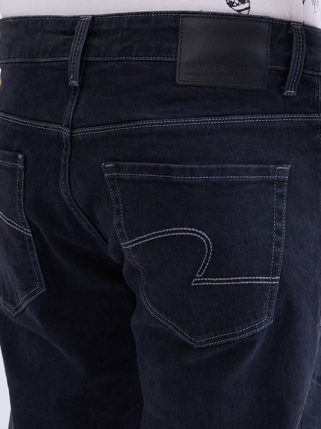 Men Jeans Comfort Fit Black Mid Rise