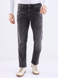 Men Jeans Comfort Fit Black Mid Rise