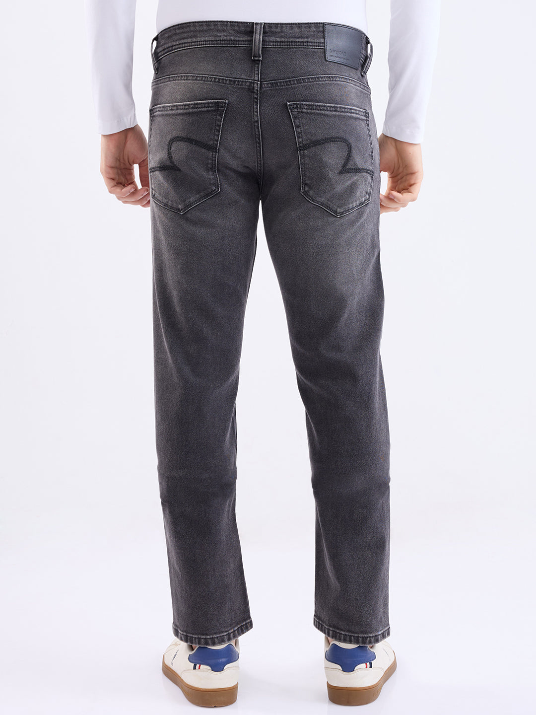 Men Jeans Comfort Fit Black Mid Rise