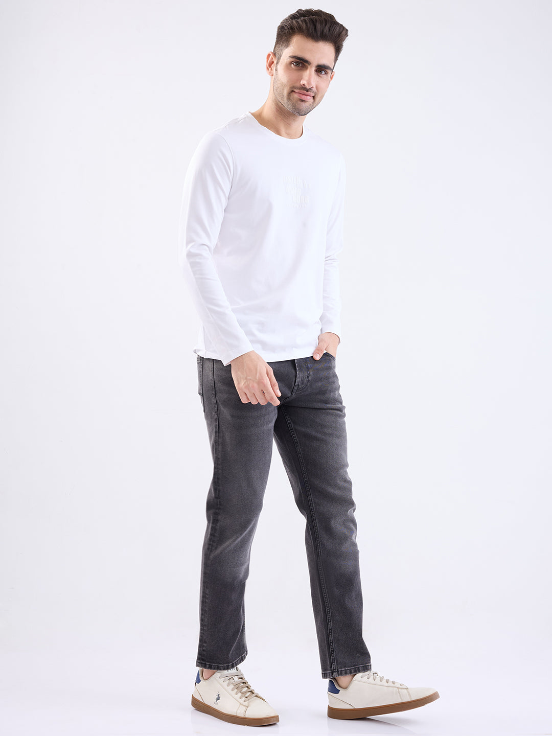 Men Jeans Comfort Fit Black Mid Rise