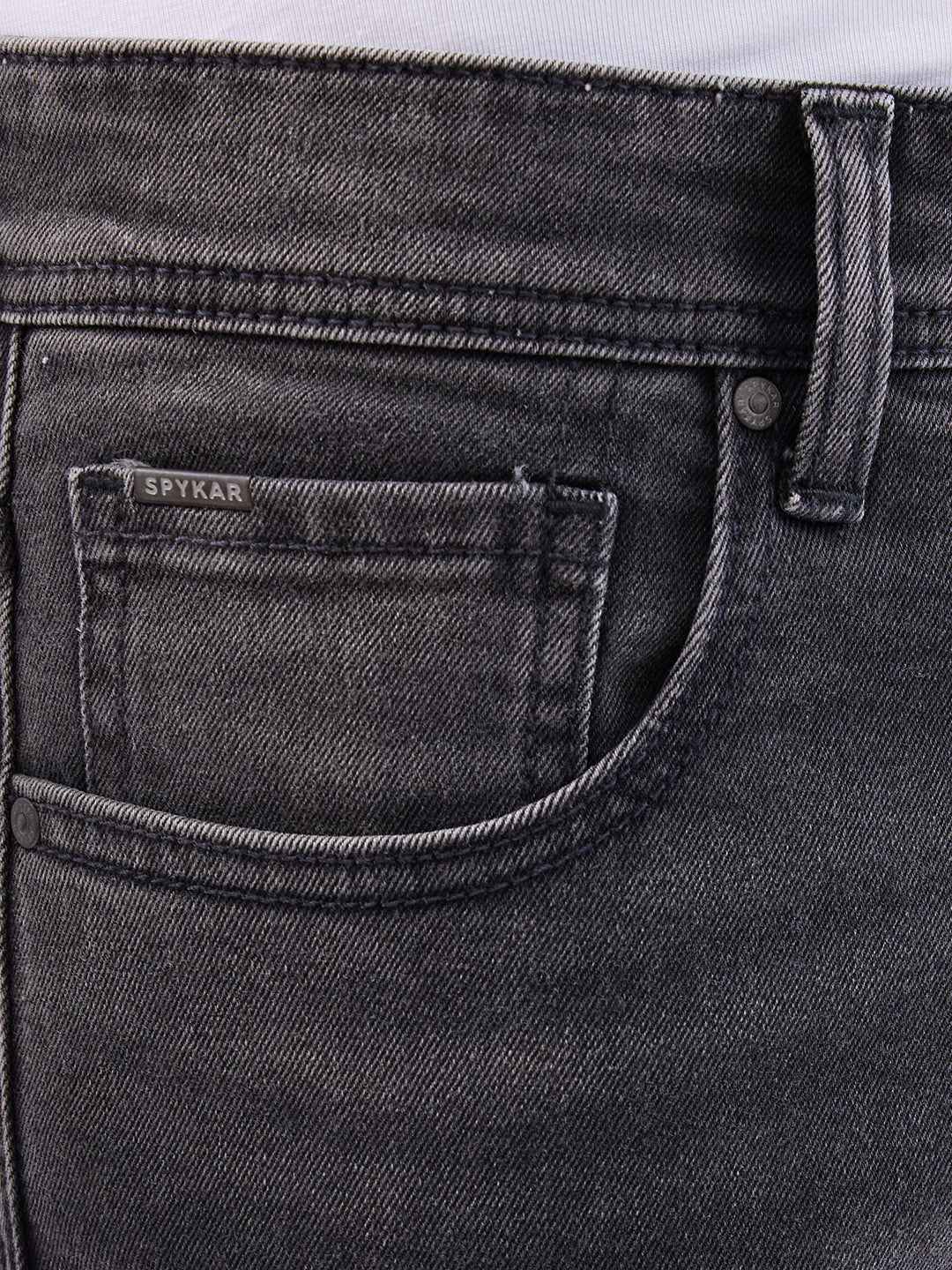Spykar Carbon Black Mid Rise Comfort Fit Casual Jeans For Men