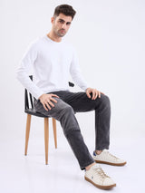 Men Jeans Comfort Fit Black Mid Rise