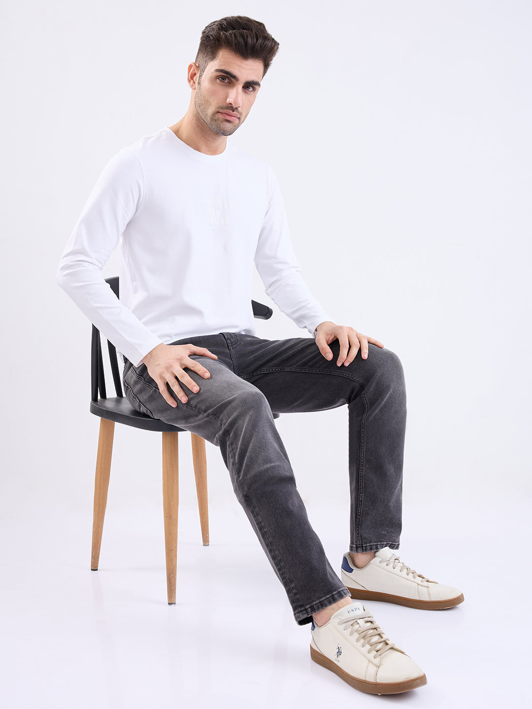 Men Jeans Comfort Fit Black Mid Rise