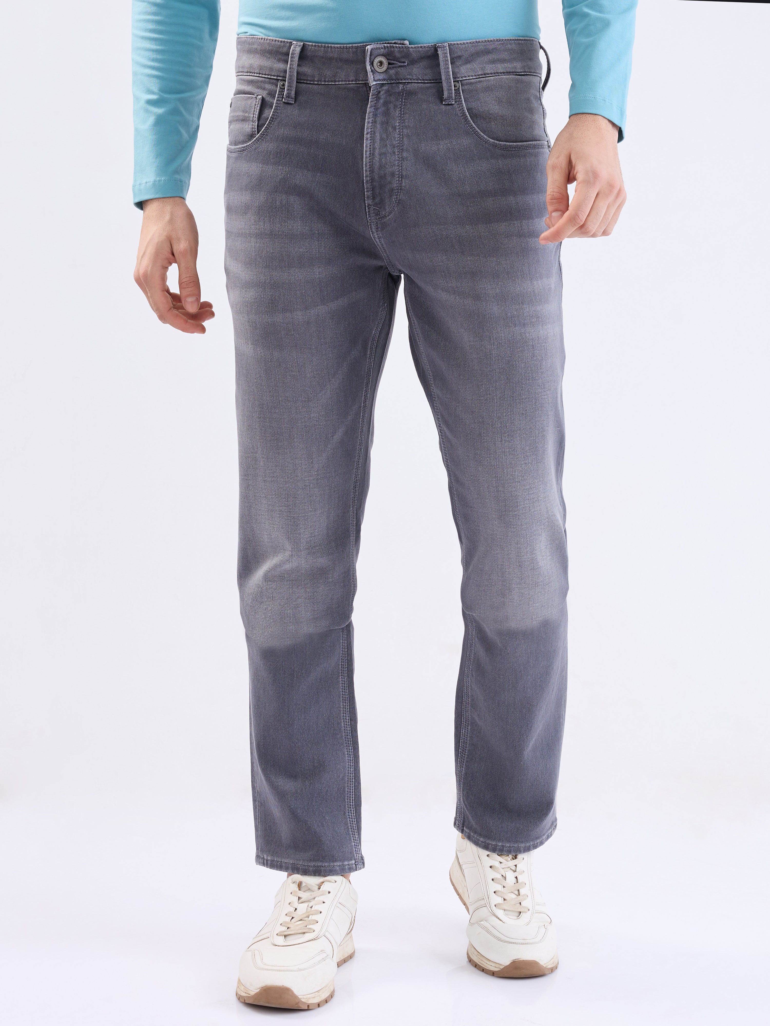 Spykar Grey Low Rise Comfort Fit Casual Jeans For Men