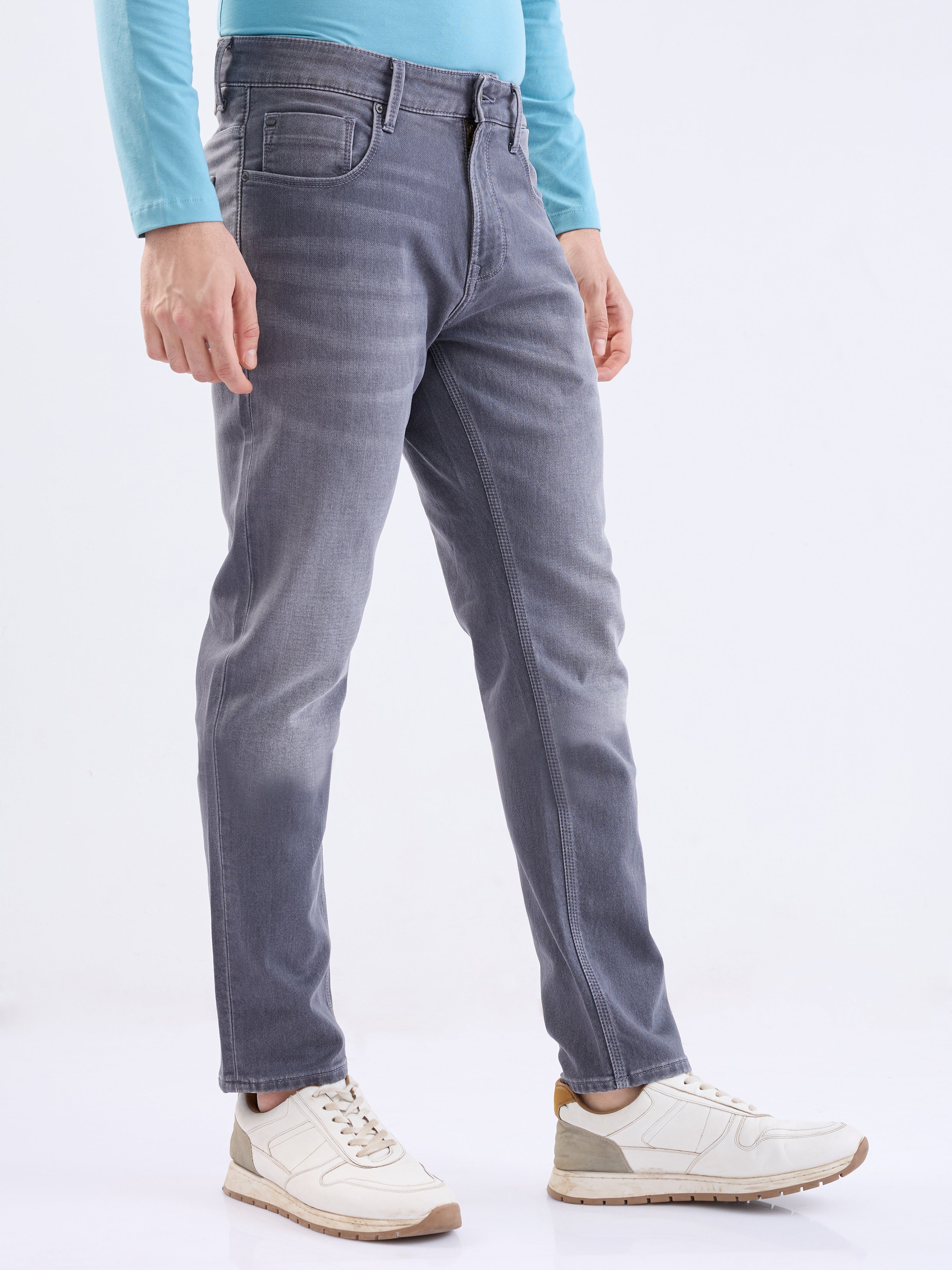 Spykar Grey Low Rise Comfort Fit Casual Jeans For Men
