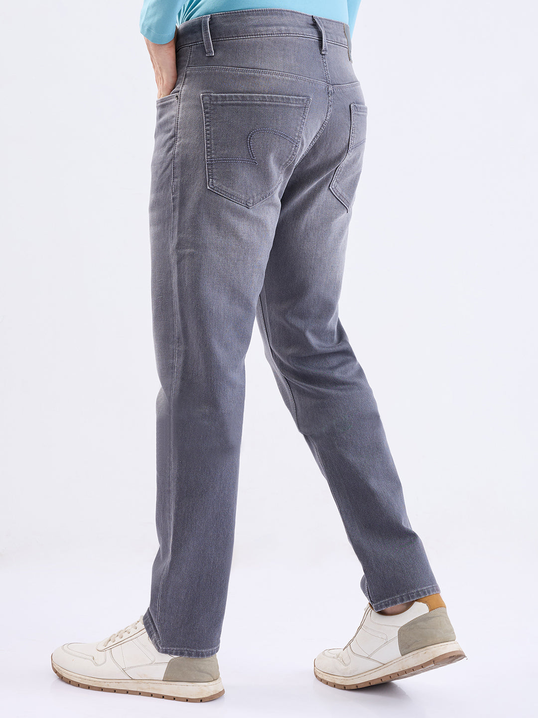 Men Jeans Comfort Fit Grey Low Rise