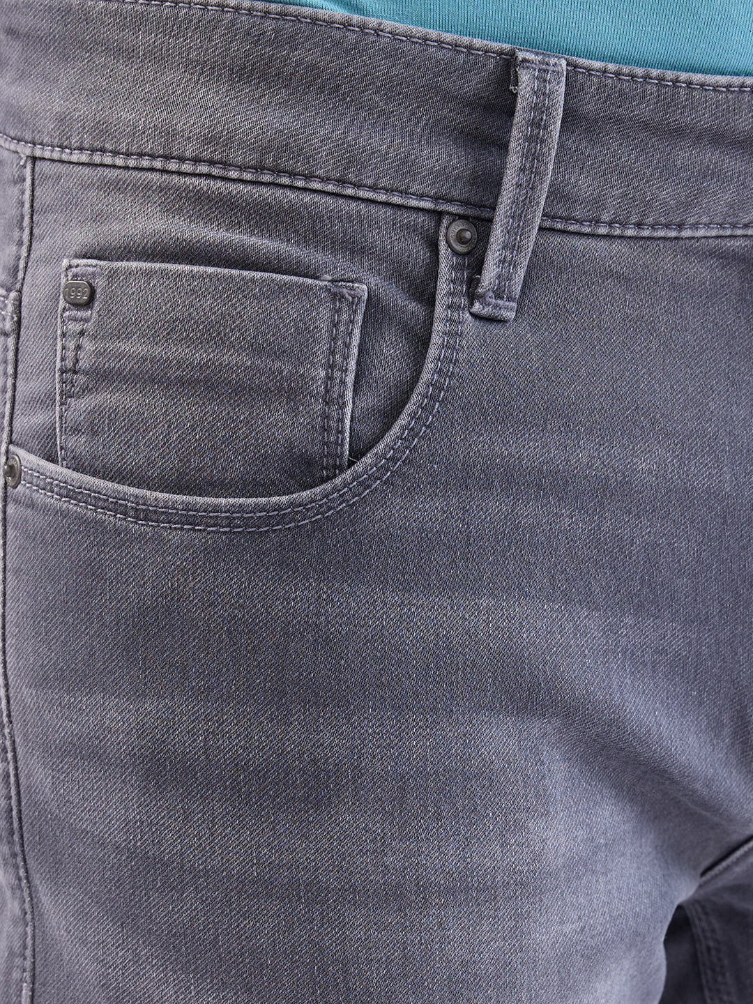 Men Jeans Comfort Fit Grey Low Rise