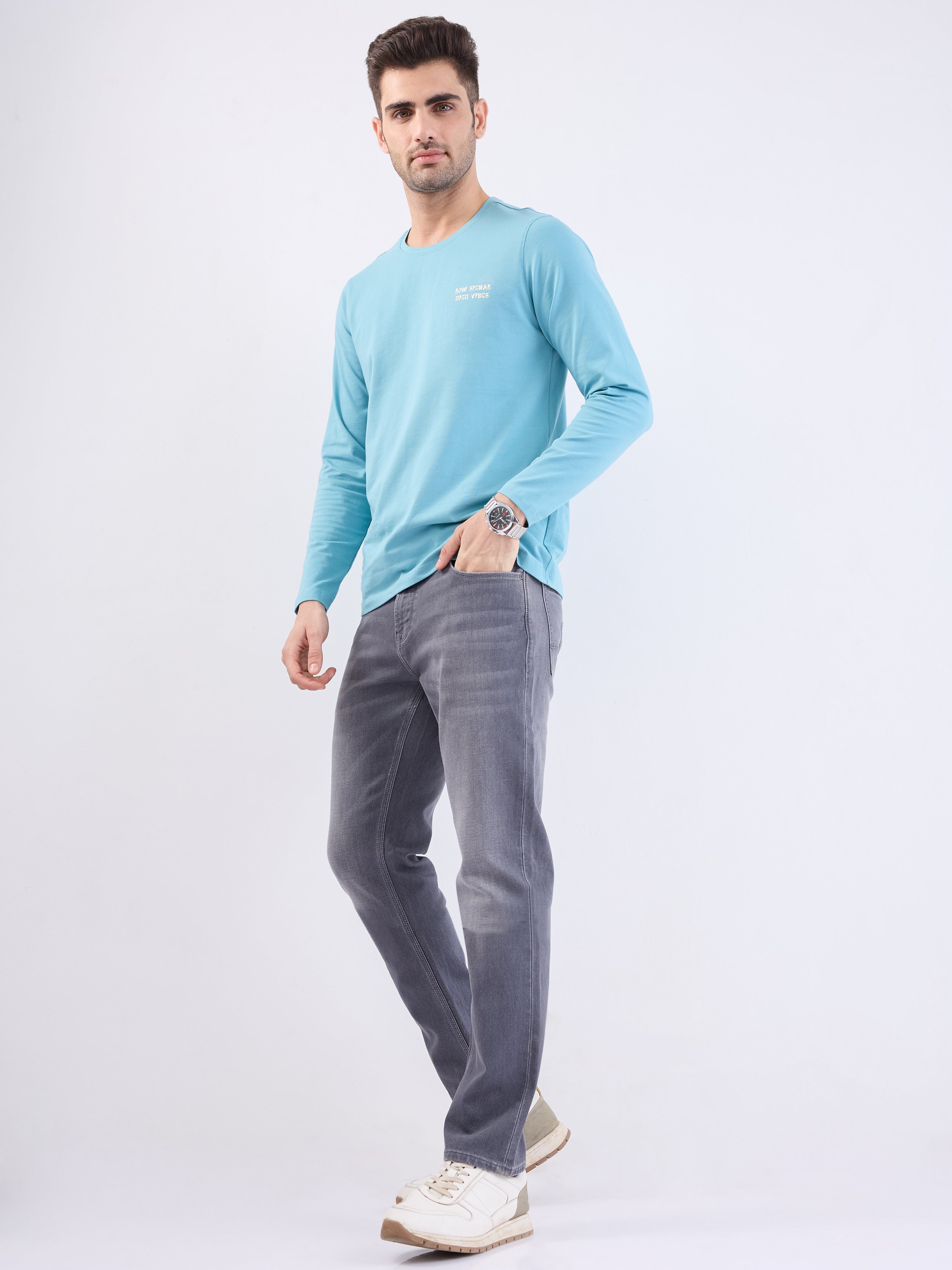 Spykar Grey Low Rise Comfort Fit Casual Jeans For Men