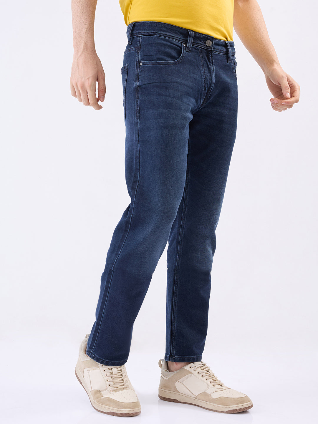 Men Jeans Comfort Fit Dark Blue Mid Rise