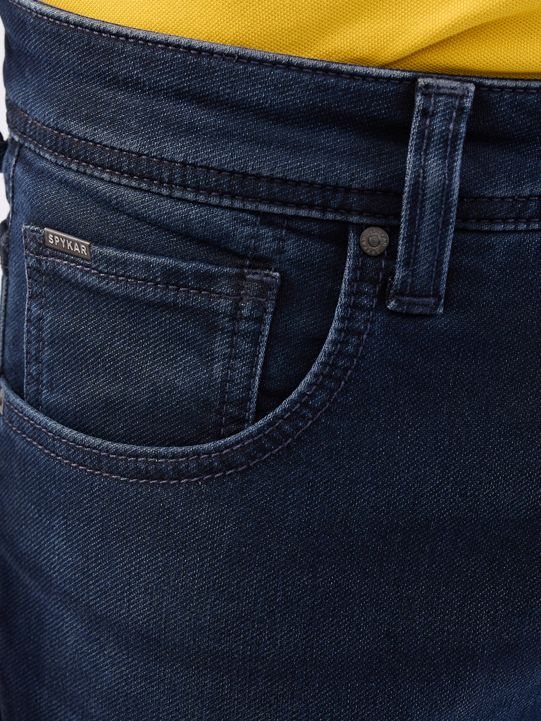 Spykar Dark Blue Mid Rise Comfort Fit Casual Jeans For Men
