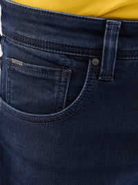 Men Jeans Comfort Fit Dark Blue Mid Rise