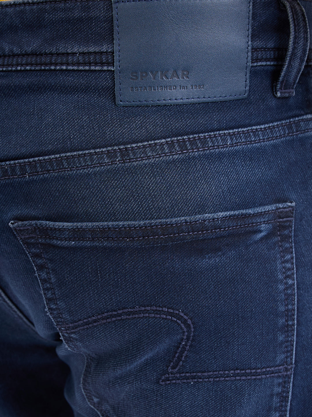 Spykar Dark Blue Mid Rise Comfort Fit Casual Jeans For Men