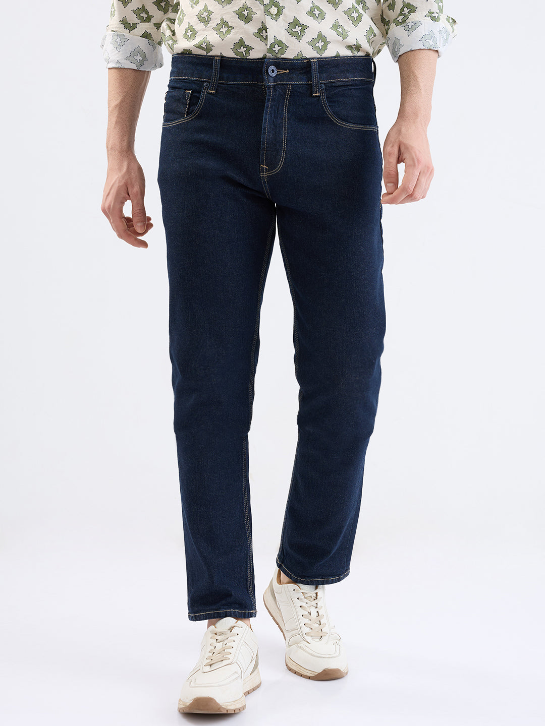 Men Jeans Comfort Fit Blue Mid Rise
