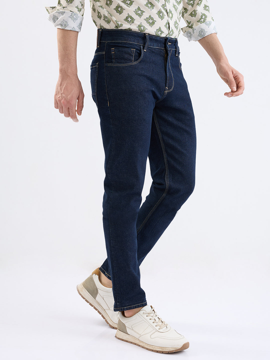 Spykar Raw Blue Mid Rise Comfort Fit Casual Jeans For Men