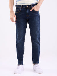 Men Jeans Comfort Fit Dark Blue Mid Rise