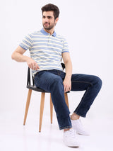 Men Jeans Comfort Fit Dark Blue Mid Rise