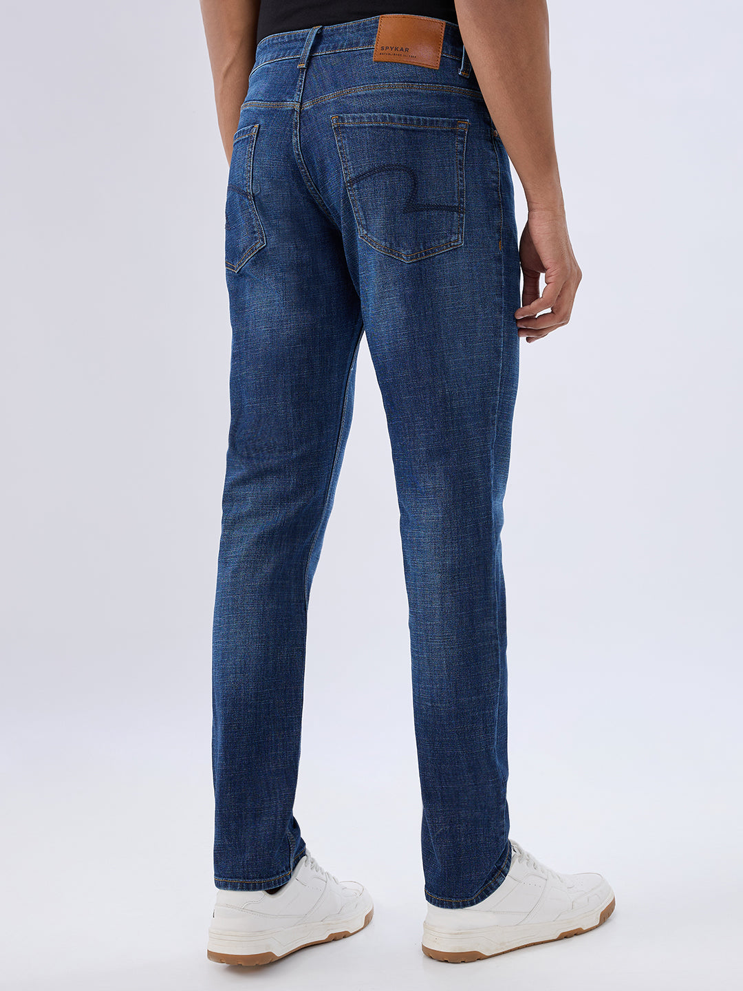 Spykar Dark Blue Comfort Fit Mid Rise Jeans For Men