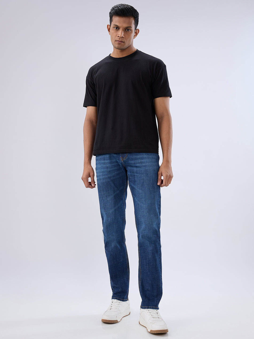 Spykar Dark Blue Comfort Fit Mid Rise Jeans For Men
