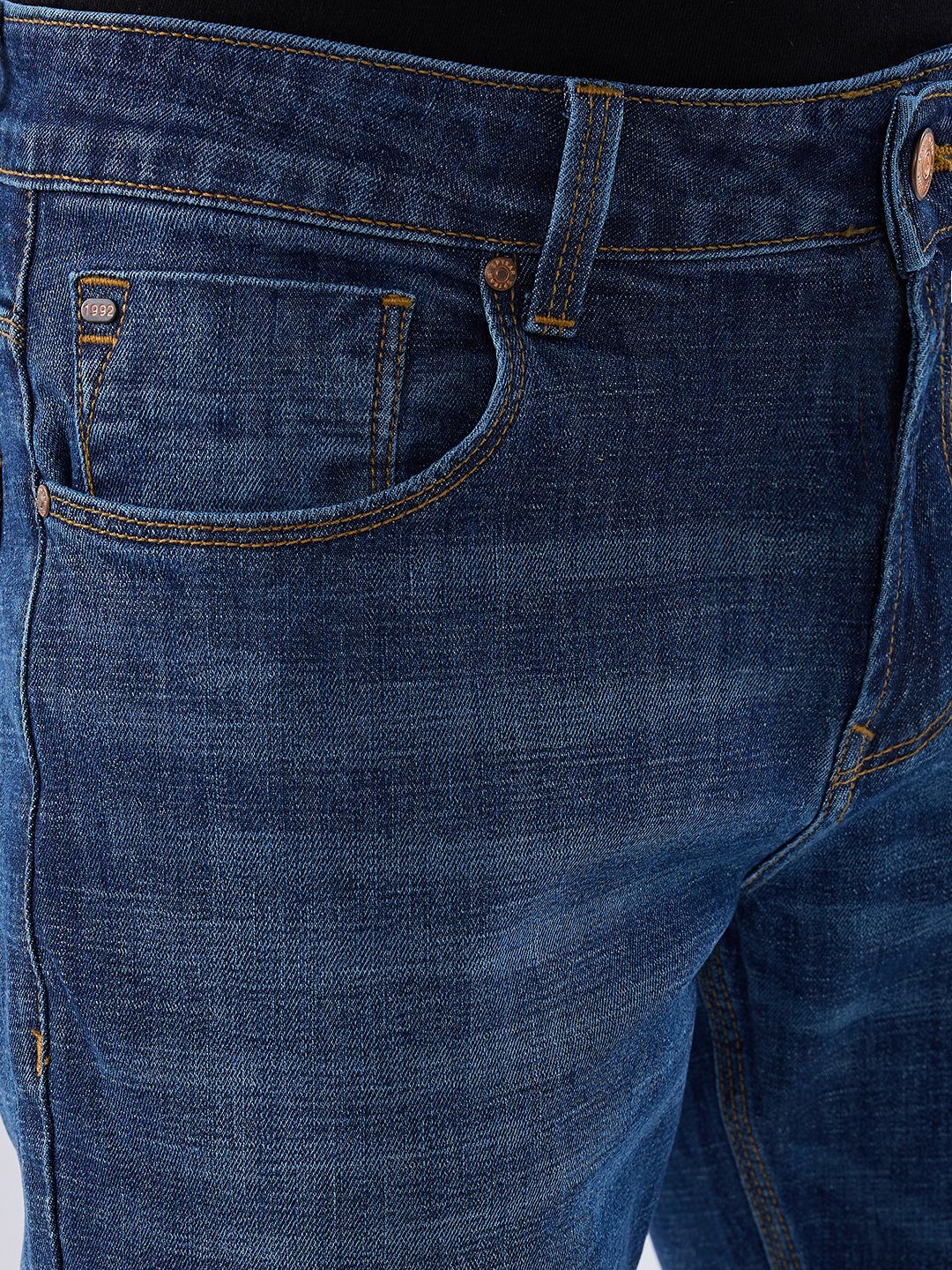 Spykar Dark Blue Comfort Fit Mid Rise Jeans For Men