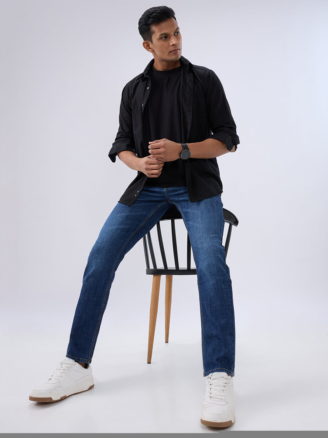 Spykar Dark Blue Comfort Fit Mid Rise Jeans For Men