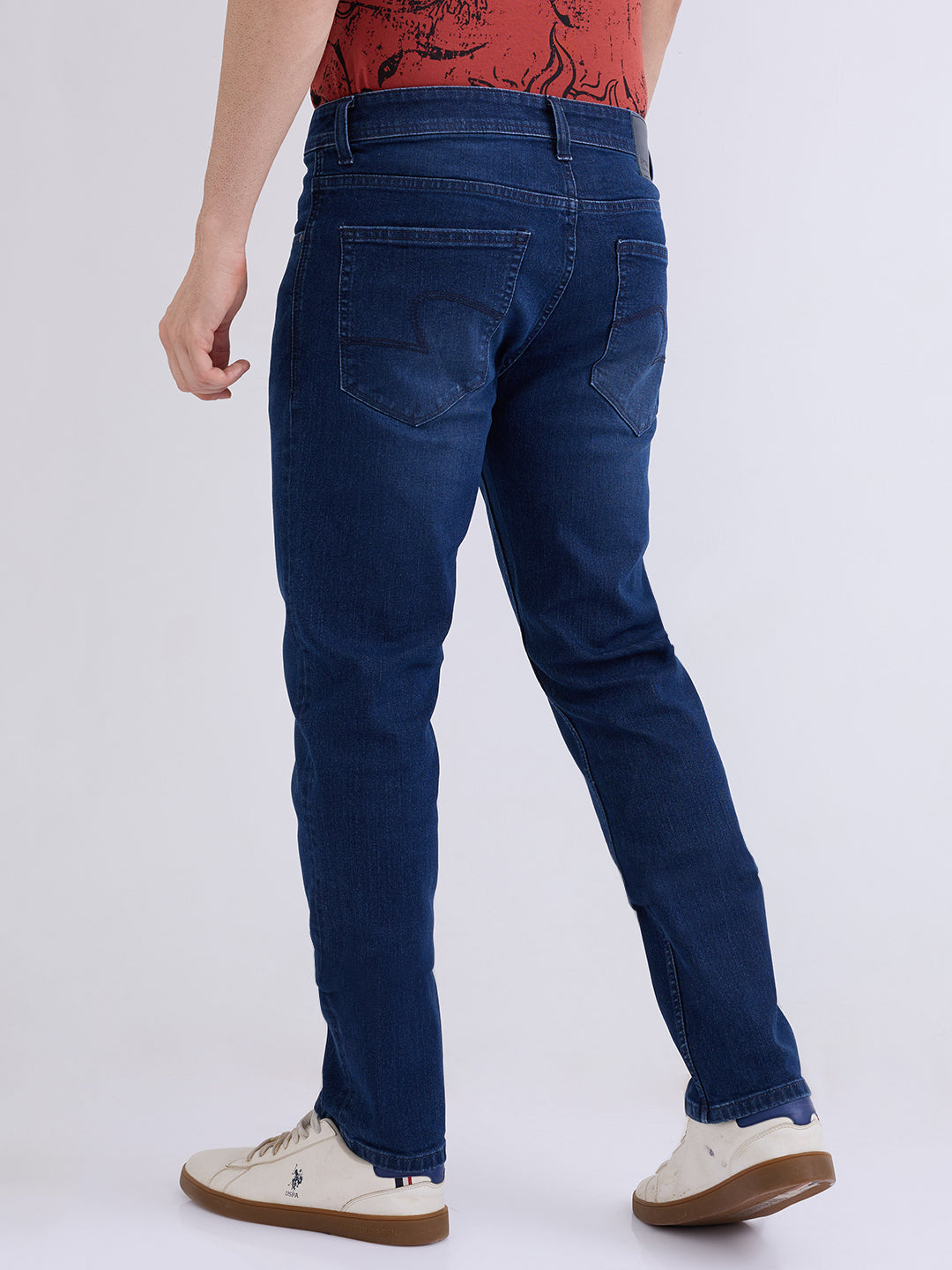 Men Jeans Comfort Fit Dark Blue Mid Rise