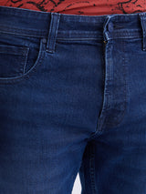 Men Jeans Comfort Fit Dark Blue Mid Rise