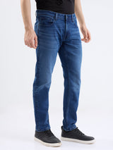 Men Jeans Comfort Fit Dark Blue Mid Rise