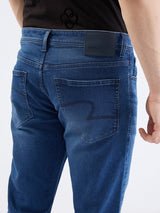 Men Jeans Comfort Fit Dark Blue Mid Rise