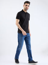 Men Jeans Comfort Fit Dark Blue Mid Rise