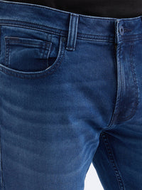 Men Jeans Comfort Fit Dark Blue Mid Rise