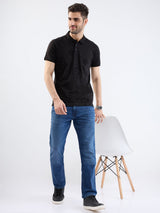 Men Jeans Comfort Fit Dark Blue Mid Rise