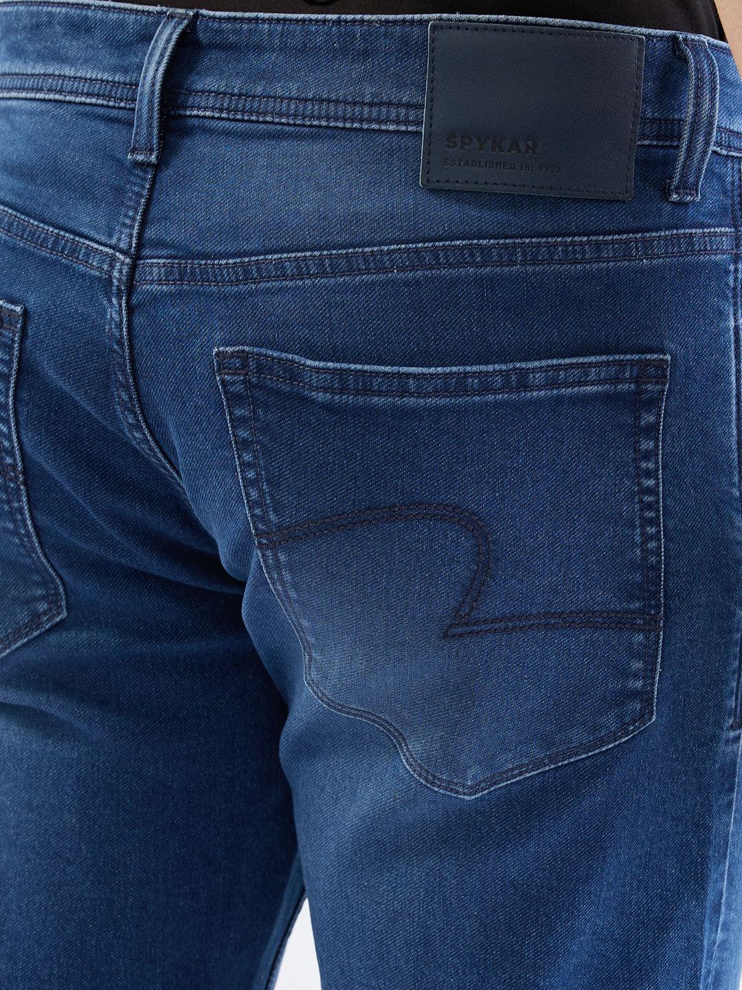 Spykar Dark Blue Mid Rise Comfort Fit Casual Jeans For Men