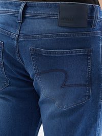 Men Jeans Comfort Fit Dark Blue Mid Rise