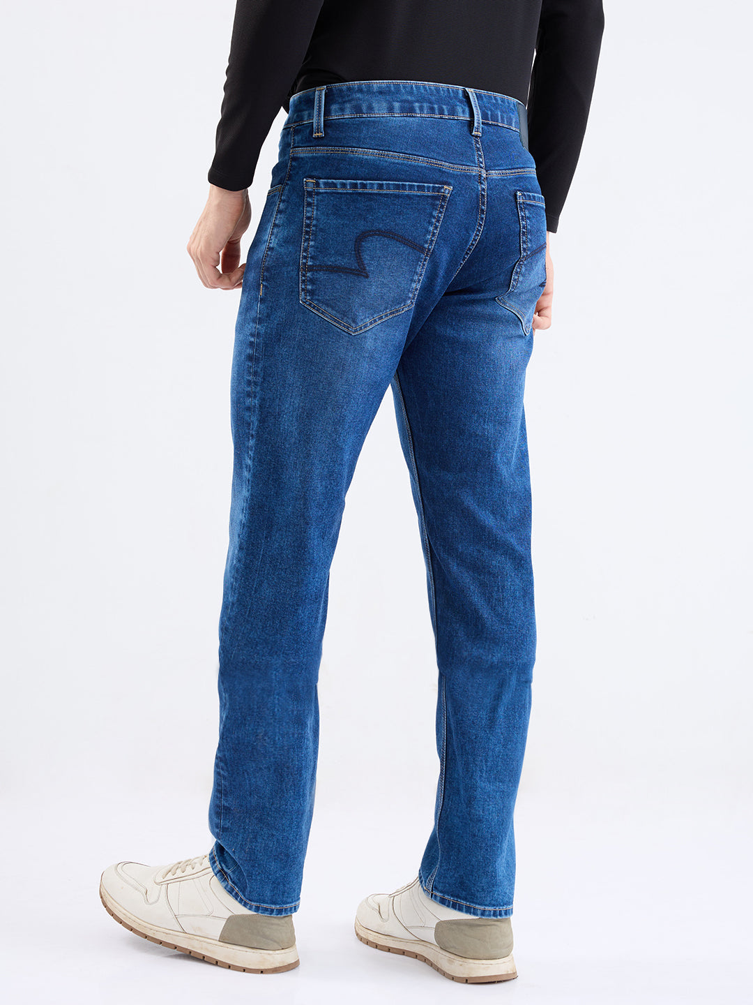 Spykar Dark Blue Mid Rise Comfort Fit Casual Jeans For Men