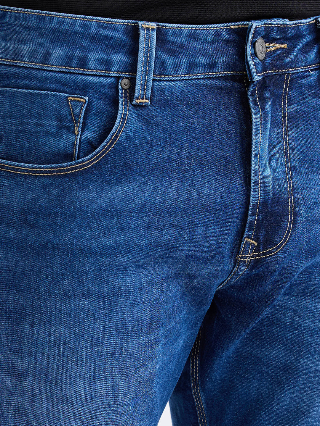 Spykar Dark Blue Mid Rise Comfort Fit Casual Jeans For Men