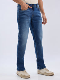Men Jeans Comfort Fit Blue Mid Rise