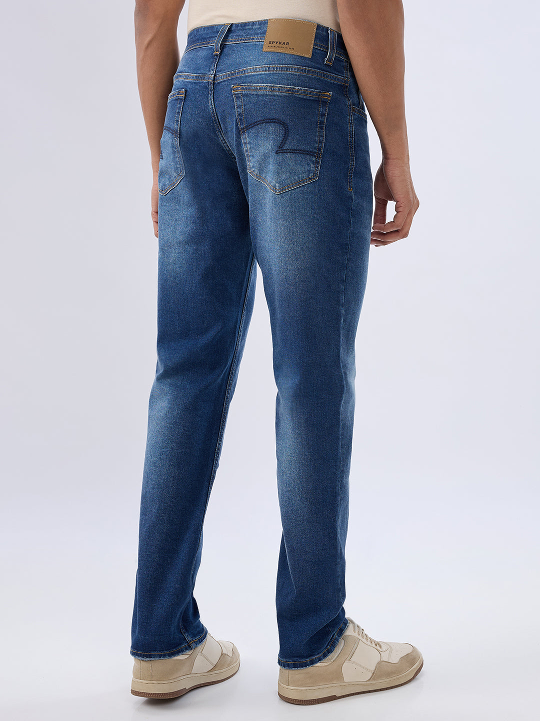 Spykar Mid Blue Comfort Fit Mid Rise Jeans For Men