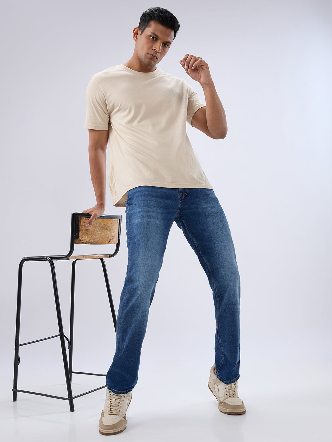 Men Jeans Comfort Fit Blue Mid Rise