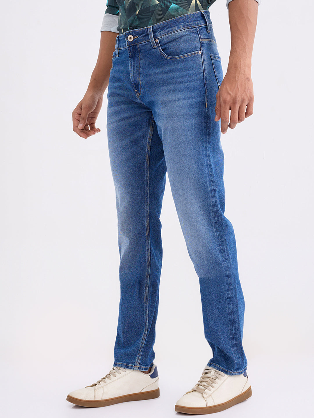 Men Jeans Comfort Fit Blue Mid Rise