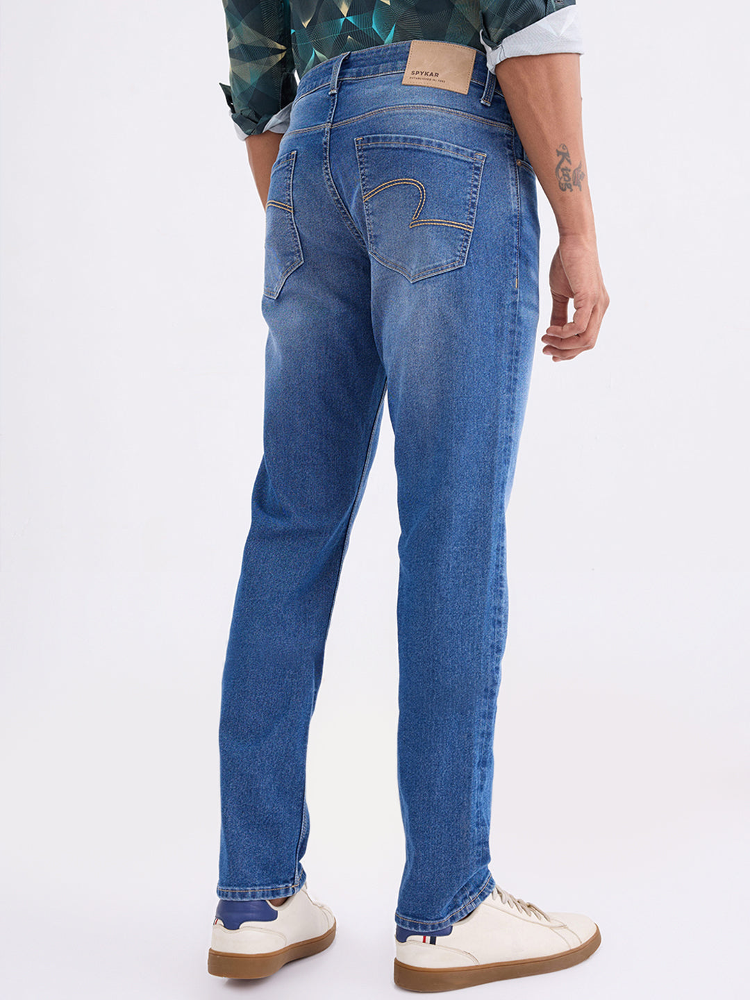 Spykar Mid Blue Mid Rise Comfort Fit Casual Jeans For Men