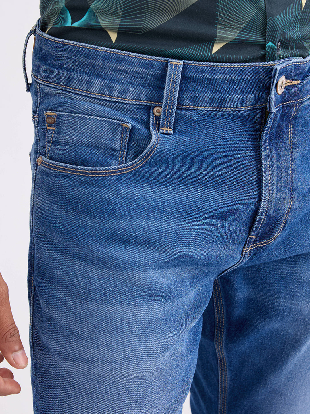 Spykar Mid Blue Mid Rise Comfort Fit Casual Jeans For Men
