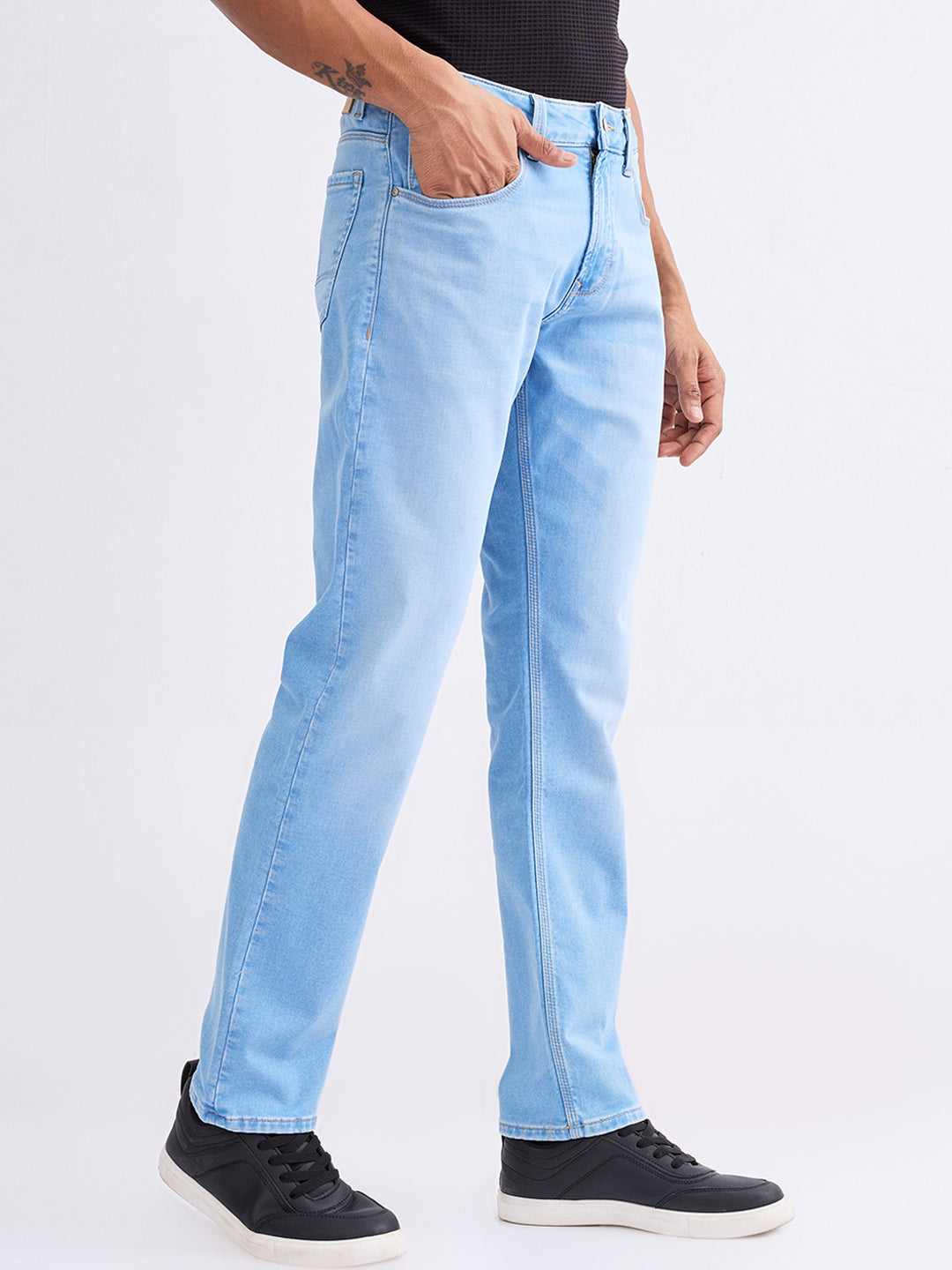 Men Jeans Comfort Fit Light Blue Mid Rise